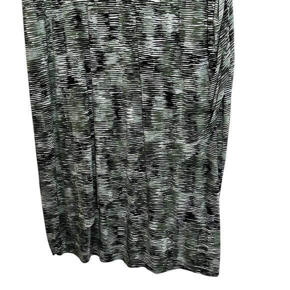 Catherines Curvy Maxi Dress 2X 22/24W Green Black Abstract Print Hi Low Hemline - Picture 3 of 6